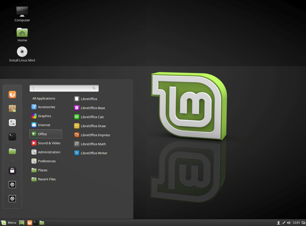 Linux Mint Cinnamon Edition desktop